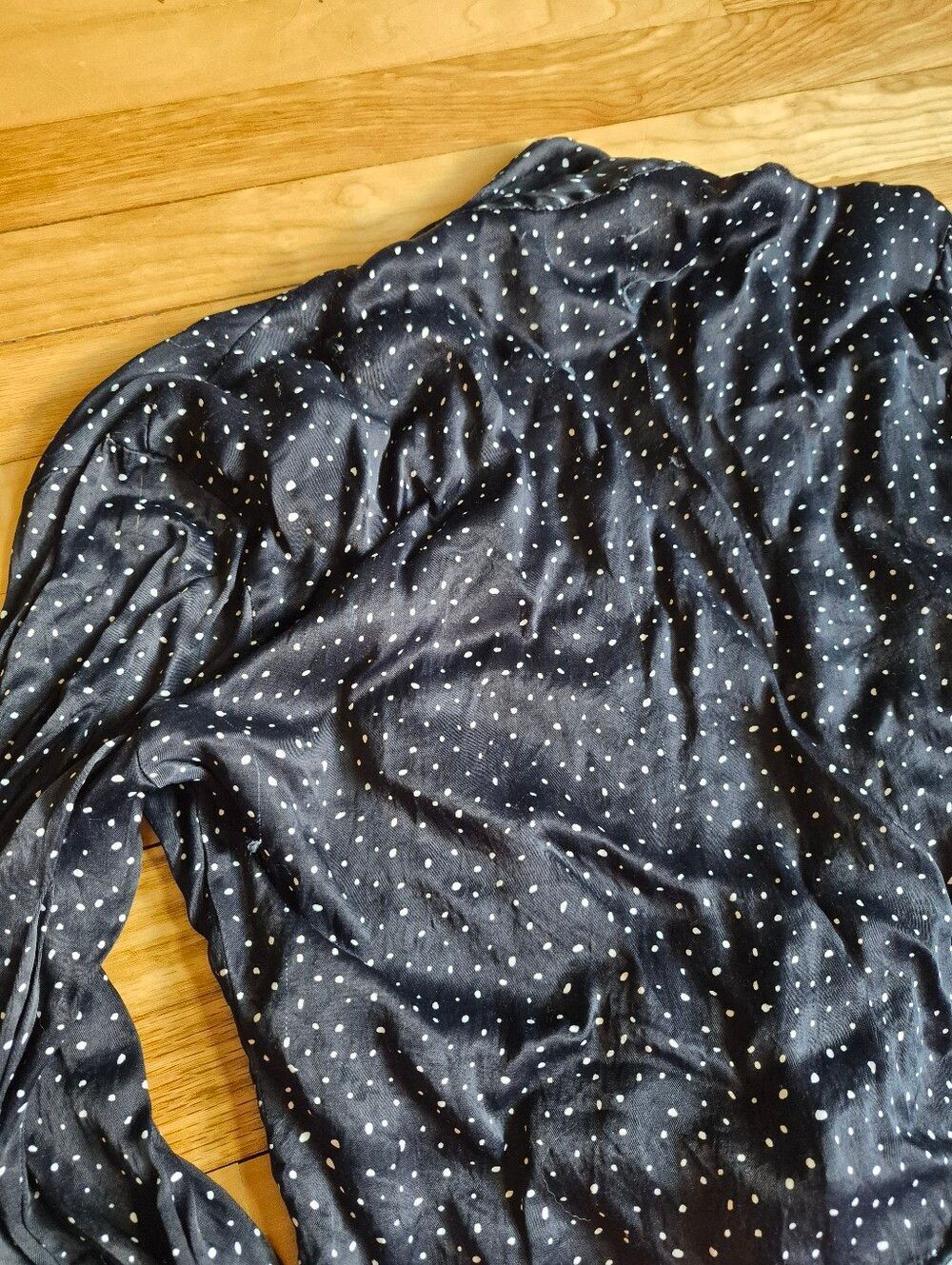 Zara Black Polka Dot Tie-Front Women’s Top - Picture 8 of 11